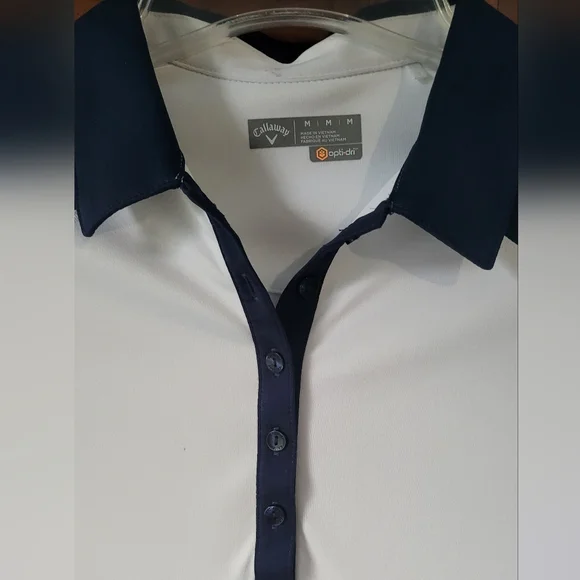Callaway Women's White and Navy Button Down Shirt - Picture 5 of 8